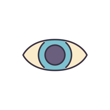 Göz bağlantılı vektör çizgisi simgesi. Beyaz arka planda izole edilmiş. Vektör çizimi. Düzenlenebilir vuruş