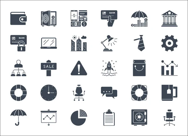 Business Banking Finance Icons Vector Set Glyph Icons Business Management — Stock Vector