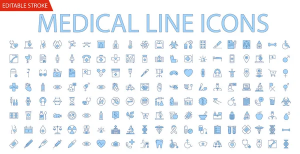 Ensemble Icônes Vectorielles Médicales Line Icons Sign Symmbols Outline Design — Image vectorielle