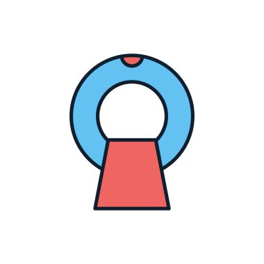 MRI bağlantılı vektör çizgisi simgesi. Beyaz arka planda izole edilmiş. Vektör çizimi. Düzenlenebilir vuruş