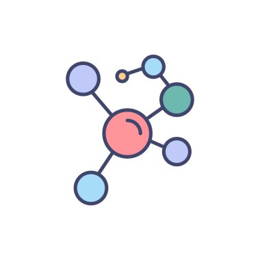 Molekül bağlantılı vektör çizgisi simgesi. Beyaz arka planda izole edilmiş. Vektör çizimi. Düzenlenebilir vuruş