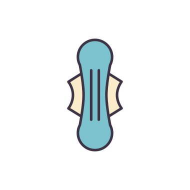 Hijyenik ped bağlantılı vektör çizgisi simgesi. Beyaz arka planda izole edilmiş. Vektör çizimi. Düzenlenebilir vuruş