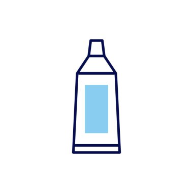 Diş macunu tüpüyle ilgili vektör çizgisi simgesi. Beyaz arka planda izole edilmiş. Vektör çizimi. Düzenlenebilir vuruş