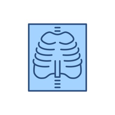 X-ray bağlantılı vektör çizgisi simgesi. Kaburga. Beyaz arka planda izole edilmiş. Vektör çizimi. Düzenlenebilir vuruş