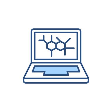 Bilgisayarla ilgili vektör çizgisi simgesi. Dizüstü bilgisayar. Beyaz arka planda izole edilmiş. Vektör çizimi. Düzenlenebilir vuruş