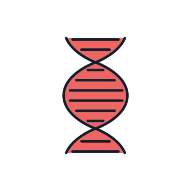 DNA bağlantılı vektör çizgisi simgesi. DNA sarmal doğrusal simgesi. Deoksiribonükleik, nükleik asit yapısı. Kromozom. Moleküler biyoloji. Genetik kod. Beyaz arka planda izole edilmiş. Vektör çizimi. Düzenlenebilir vuruş