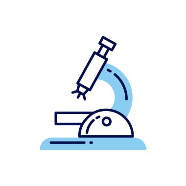 Mikroskopla ilgili vektör çizgisi simgesi. Beyaz arka planda izole edilmiş. Vektör çizimi. Düzenlenebilir vuruş