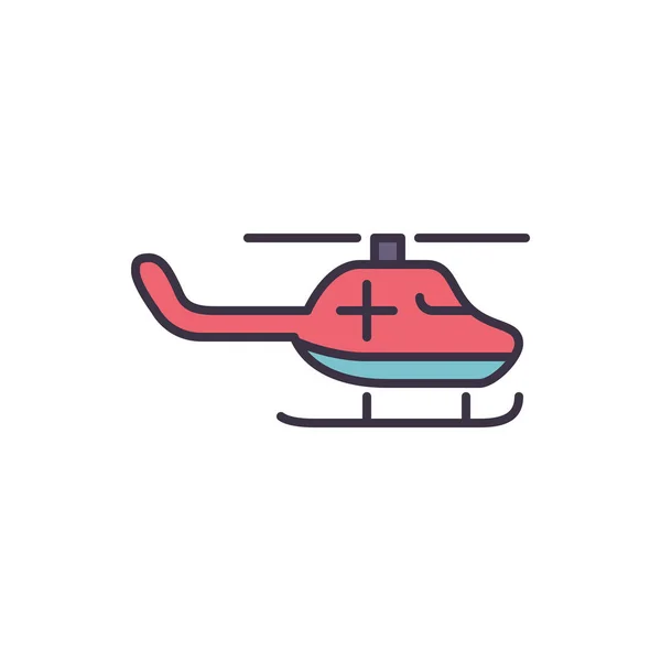 Notfallhelikopter Bezogene Vektorleitungssymbole Vereinzelt Auf Weißem Hintergrund Vektorillustration Essbarer Schlaganfall — Stockvektor