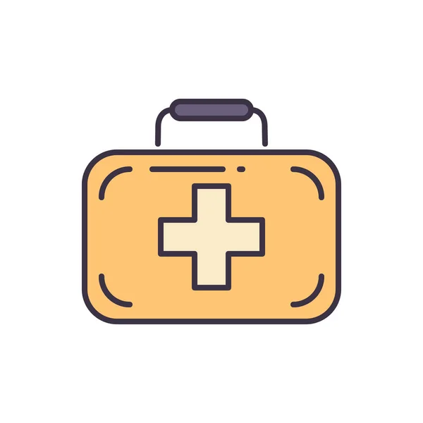 First Aid Kit関連のベクトルラインアイコン 白い背景に隔離されている ベクトルイラスト 編集可能なストローク — ストックベクタ