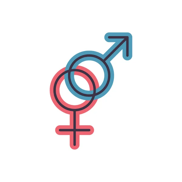 Gender Symbol Bezogenes Vektorzeilensymbol Männer Frauen Mars Venus Vereinzelt Auf — Stockvektor