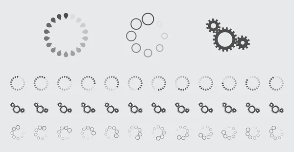 Buffering Iconos Carga Circular Conjunto Vectores Video Listo Para Animación — Vector de stock
