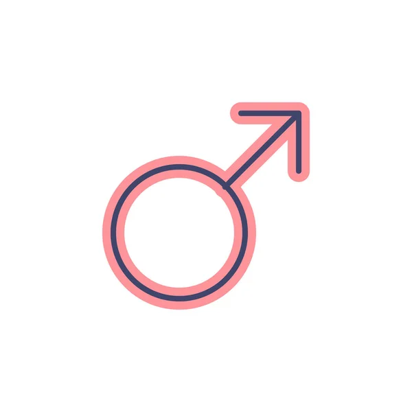 男性性別シンボル関連のベクトルラインアイコン 白い背景に隔離されている ベクトルイラスト 編集可能なストローク — ストックベクタ