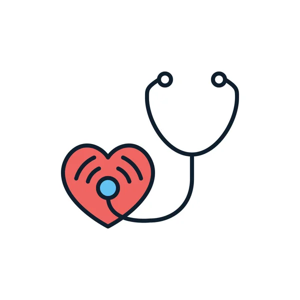 Stethoscope Related Vector Line Icon Isolated White Background Heart Vector — Stock Vector
