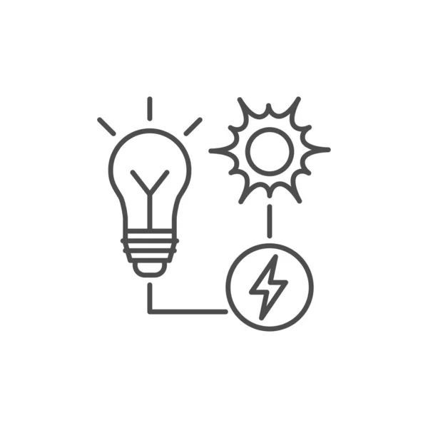 Solar Energy Related Vector Linear Icon Sun Bulb Lightning Vector — Stock Vector
