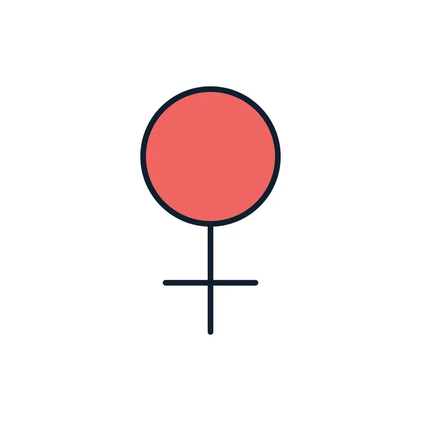 캐릭터 Woman Gender Symbol 아이콘 관련된다 배경에 고립되어 있습니다 일러스트 — 스톡 벡터