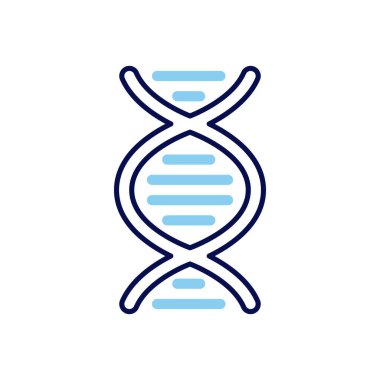 DNA bağlantılı vektör çizgisi simgesi. DNA sarmal doğrusal simgesi. Deoksiribonükleik, nükleik asit yapısı. Kromozom. Moleküler biyoloji. Genetik kod. Beyaz arka planda izole edilmiş. Vektör çizimi. Düzenlenebilir vuruş