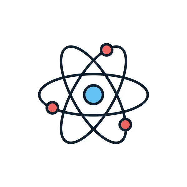 Atombezogenes Vektorliniensymbol Kernenergie Wissenschaftssymbol Atomstrukturmodell Elektronen Neutronen Und Protonen Atomare — Stockvektor