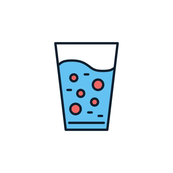 Glas Des Wassers Bezogene Vektorlinie Symbol Vereinzelt Auf Weißem Hintergrund — Stockvektor
