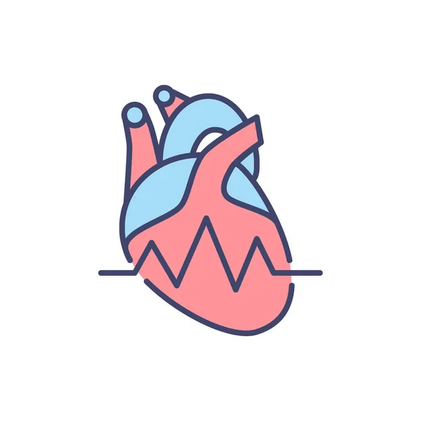 Heartbeat Rate Legate Pictograma Linie Vectorială Izolat Fundal Alb Ilustrație — Vector de stoc