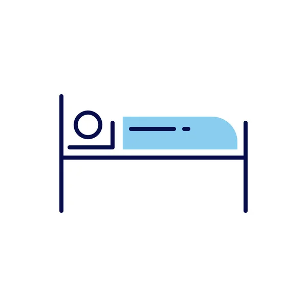 Hospital Sign Related Vector Line Icon Patient Bed Isolated White — Stock Vector