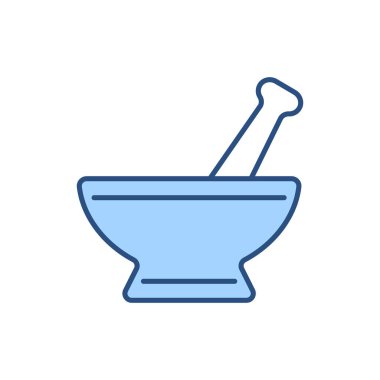 Havan ve Pestle bağlantılı vektör çizgisi simgesi. Beyaz arka planda izole edilmiş. Vektör çizimi. Düzenlenebilir vuruş