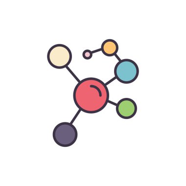 Molekül bağlantılı vektör çizgisi simgesi. Beyaz arka planda izole edilmiş. Vektör çizimi. Düzenlenebilir vuruş