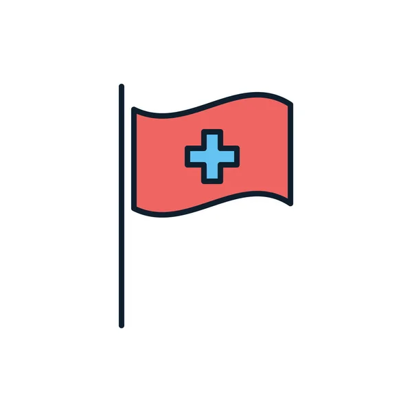 Bandera Médica Relacionada Con Icono Línea Vectorial Aislado Sobre Fondo — Vector de stock