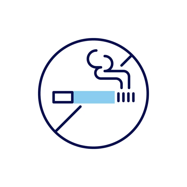 Fumar Icono Línea Vectores Relacionados Signo Prohibición Cigarrillo Humo Aislado — Vector de stock