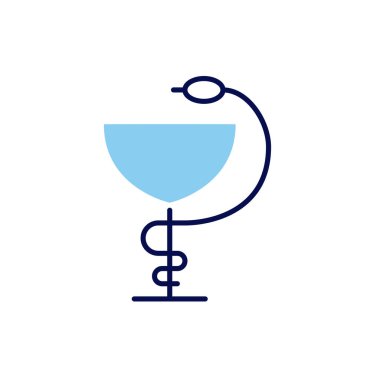 Eczane bağlantılı vektör çizgisi simgesi. Beyaz arka planda izole edilmiş. Vektör çizimi. Düzenlenebilir vuruş