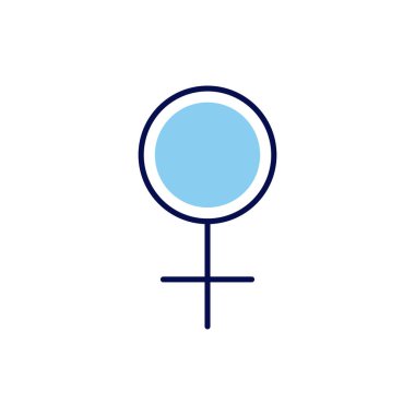 Kadın Cinsiyeti Sembolü vektör çizgisi simgesi. Beyaz arka planda izole edilmiş. Vektör çizimi. Düzenlenebilir vuruş