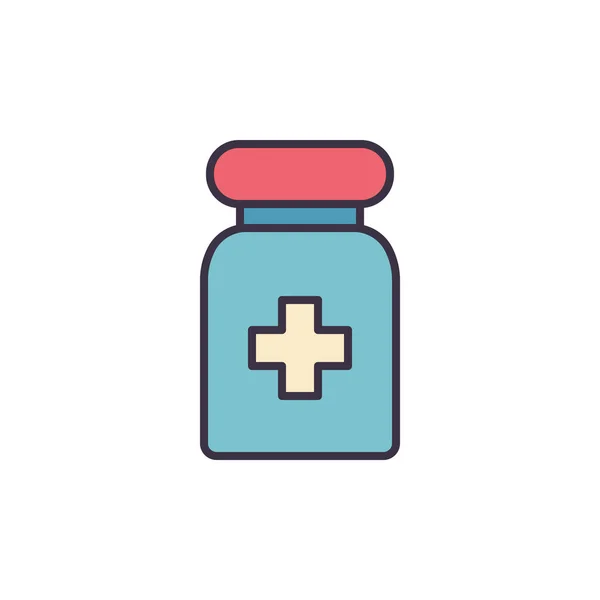 Pills Tube Related Vector Line Icon Medical Cross Container Bottle — Stock Vector
