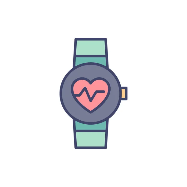 Icône Ligne Vectorielle Liée Service Médical Smart Watch Battements Cœur — Image vectorielle