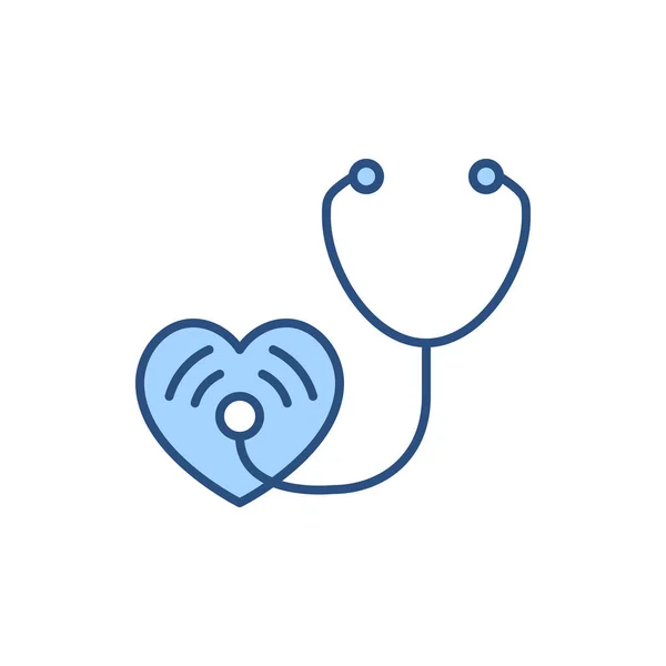 Stethoscope Related Vector Line Icon Isolated White Background Heart Vector — Stock Vector