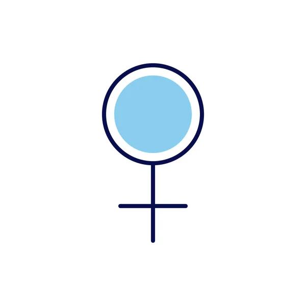 女性の性別シンボル関連のベクトルラインアイコン 白い背景に隔離されている ベクトルイラスト 編集可能なストローク — ストックベクタ