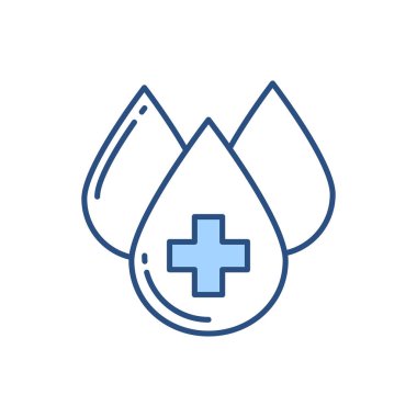 Kan bağışı bağlantılı vektör çizgisi simgesi. Kan damlası. Beyaz arka planda izole edilmiş. Vektör çizimi. Düzenlenebilir vuruş