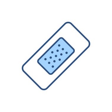 Sargı bezi ile ilgili vektör çizgisi simgesi. Yara tedavisi için yapışkan sargı. Travma için bandaj. Beyaz arka planda izole edilmiş. Vektör çizimi. Düzenlenebilir vuruş