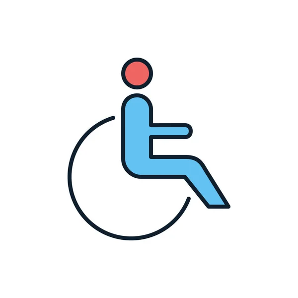与残疾相关的矢量线图标 轮椅上的残疾人线形图标 为残疾人提供的服务 被白色背景隔离 矢量图解 可编辑笔划 — 图库矢量图片
