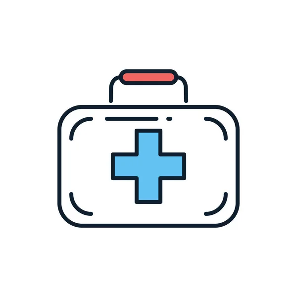 First Aid Kit関連のベクトルラインアイコン 白い背景に隔離されている ベクトルイラスト 編集可能なストローク — ストックベクタ