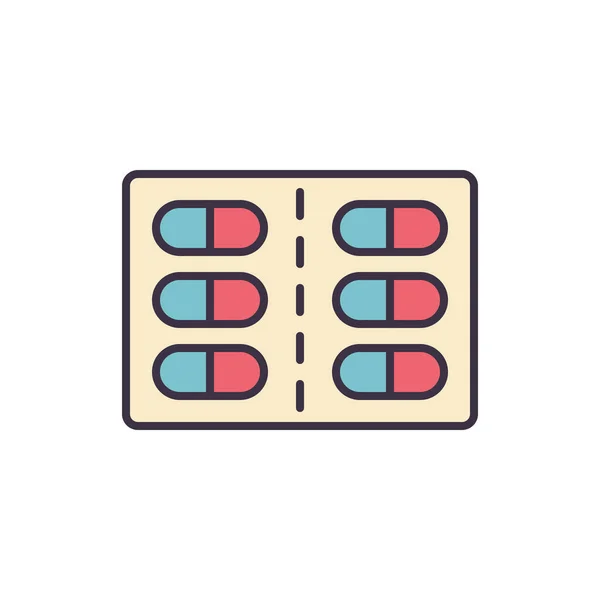 Ikona Linii Wektorowej Związana Tabletkami Pigułki Ikona Liniowa Produkt Farmaceutyczny — Wektor stockowy