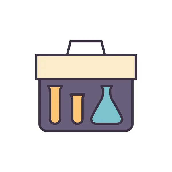 Research Briefcase Related Vector Line Icon Suitcase Portfel Test Tube — Stock Vector