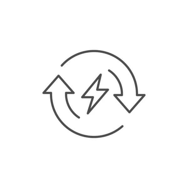 Lineares Symbol Zusammenhang Mit Erneuerbaren Energien Recycling Von Energie Vektorumrissillustration — Stockvektor