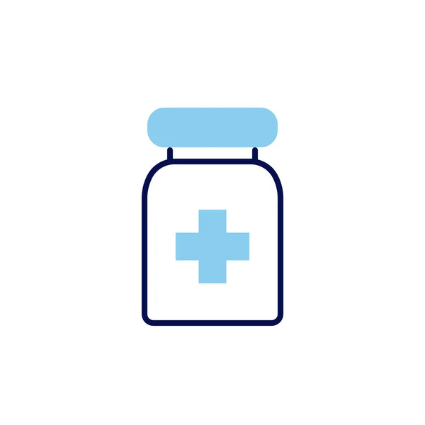 Pillen Röhrenbezogenes Vektorzeilensymbol Medizinkreuz Behälter Flasche Vereinzelt Auf Weißem Hintergrund — Stockvektor