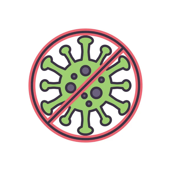 Icône Vectorielle Coronavirus Virus Covid Signe Interdiction Isolé Sur Fond — Image vectorielle