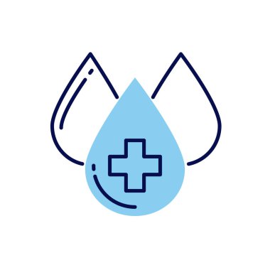 Kan bağışı bağlantılı vektör çizgisi simgesi. Kan damlası. Beyaz arka planda izole edilmiş. Vektör çizimi. Düzenlenebilir vuruş