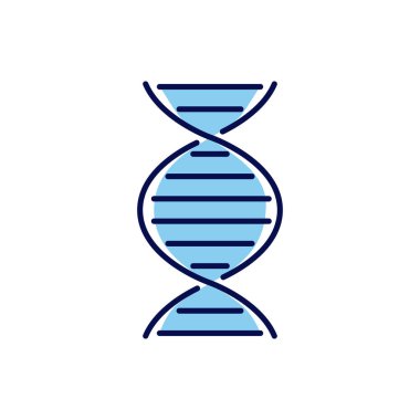 DNA bağlantılı vektör çizgisi simgesi. DNA sarmal doğrusal simgesi. Deoksiribonükleik, nükleik asit yapısı. Kromozom. Moleküler biyoloji. Genetik kod. Beyaz arka planda izole edilmiş. Vektör çizimi. Düzenlenebilir vuruş