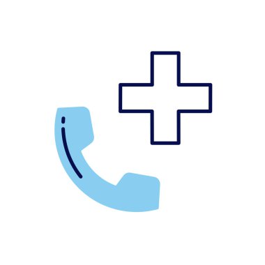 Acil Telefon ile ilgili vektör çizgisi simgesi. Beyaz arka planda izole edilmiş. Vektör çizimi. Düzenlenebilir vuruş