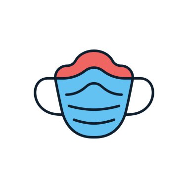 Tıbbi maske bağlantılı vektör simgesi. Tıbbi maske işareti. Beyaz arka planda izole edilmiş. Düzenlenebilir vektör illüstrasyonu