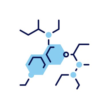 Molekül bağlantılı vektör simgesi. Molekül işareti. Beyaz arka planda izole edilmiş. Düzenlenebilir vektör illüstrasyonu