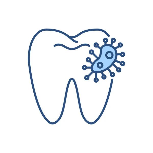 歯科細菌関連ベクターアイコン 歯の細菌のサイン 白地に隔絶 — ストックベクタ