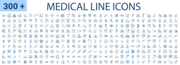 Conjunto Ícones Vetoriais Médicos Ícones Linha Sinal Símbolos Medicina Cuidados —  Vetores de Stock